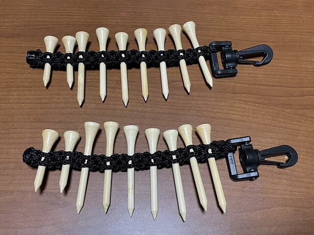 完成したティーホルダーにティーを18本装着した例